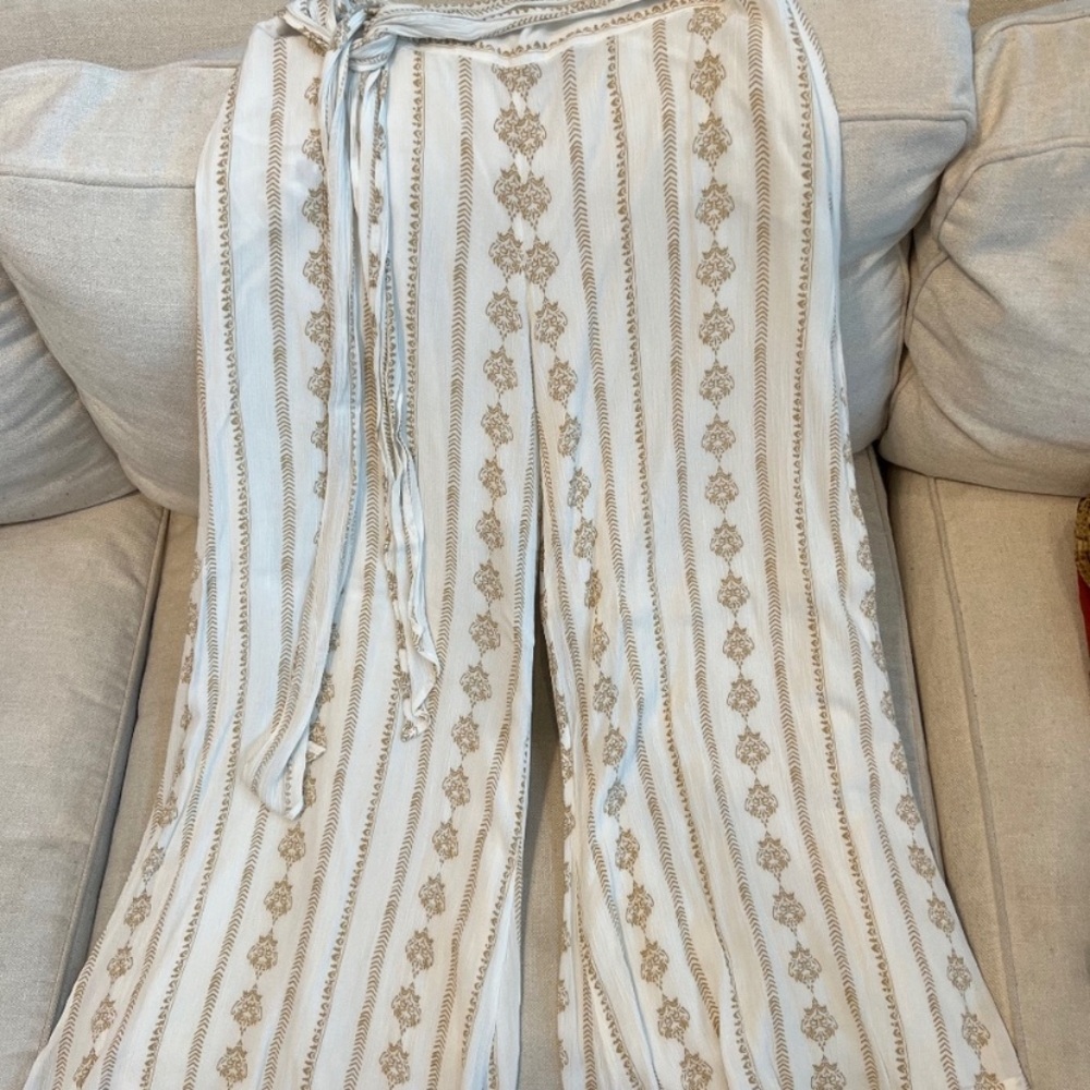 NWOT Anthropologie Farm Rio Everly Tie Front Waist Wide Leg Summer Beach Pants M - Picture 5 of 9